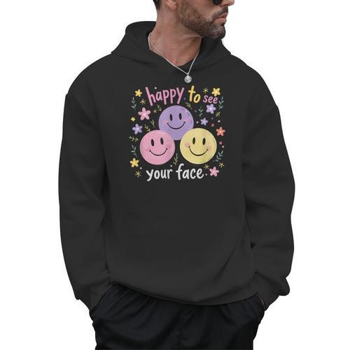 Happy To See Your Face Smile Face Teacher Back To School Men Hoodie - teacherstshirts.com UK