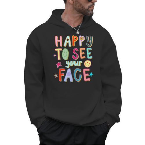Happy To See Your Face Teacher Retro Back To School Men Hoodie - teacherstshirts.com UK