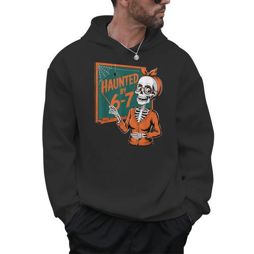 Haunted By 6-7 Six Seven 67 Math Teacher Halloween Skeleton Men Hoodie - teacherstshirts.com CA