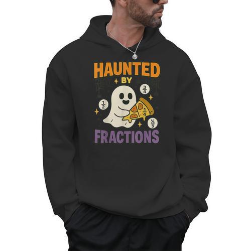 Haunted By Fractions Math Halloween Teacher Men Hoodie - teacherstshirts.com UK