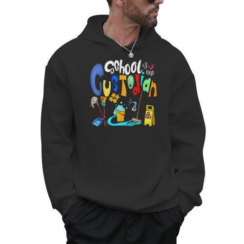 We Heart Love Our School Custodian For Teacher & Kids Men Hoodie - teacherstshirts.com UK