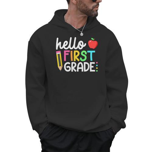 Hello First Grade Team 1st Grade Back To School Teacher Kids Men Hoodie - teacherstshirts.com AU