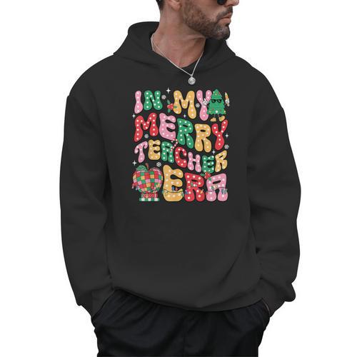 In My Holly Xmas Jolly Teacher Era Teacher Vibes Christmas Men Hoodie - teacherstshirts.com AU