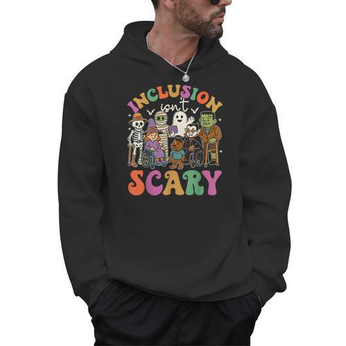 Inclusion Isnt Scary Halloween Skeleton Ghost Sped Teacher Men Hoodie - teacherstshirts.com UK