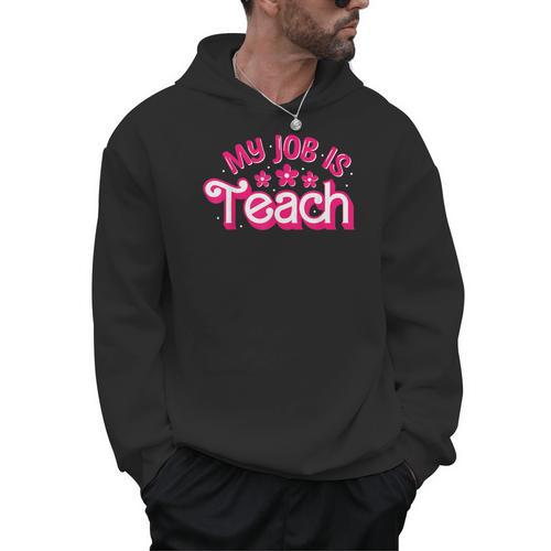 My Job Is Teach Pink Retro Female Teacher Life Women Men Hoodie - teacherstshirts.com