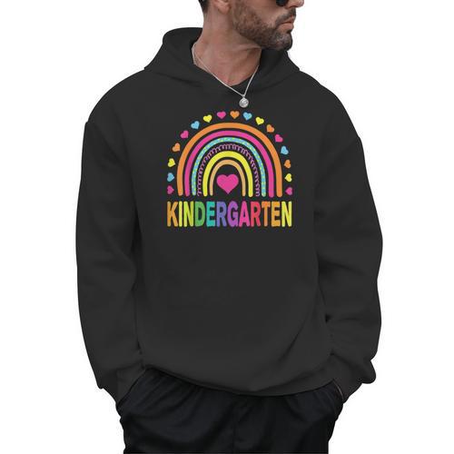 Kindergarten Rainbow Girls Boys Teacher Team Kinder Squad Men Hoodie - teacherstshirts.com CA