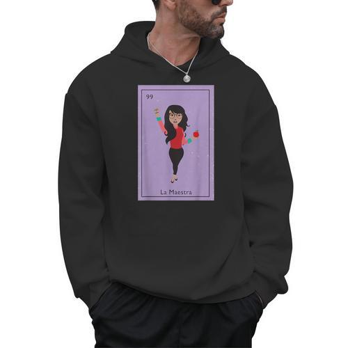 La Maestra Mexican Bingo Card Teacher Lottery Card Men Hoodie - teacherstshirts.com UK