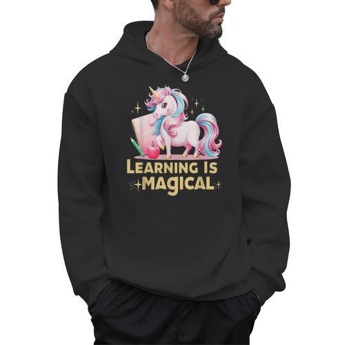 LEARNING IS MAGICAL TEACHER UNICORN BACK TO SCHOOL UNICORN Men Hoodie - teacherstshirts.com CA