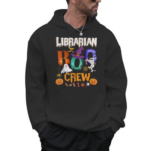 Librarian Boo Crew Teacher Student Halloween Costume Men Hoodie - teacherstshirts.com AU