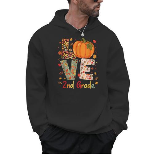 Love 2nd Grade Happy Fall Thanksgiving For 2nd Teacher For Men Women Girls Kids Men Hoodie - teacherstshirts.com