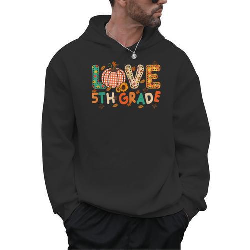 Love 5th Grade Thanksgiving Colorful Fall Leaves Teacher Men Hoodie - teacherstshirts.com