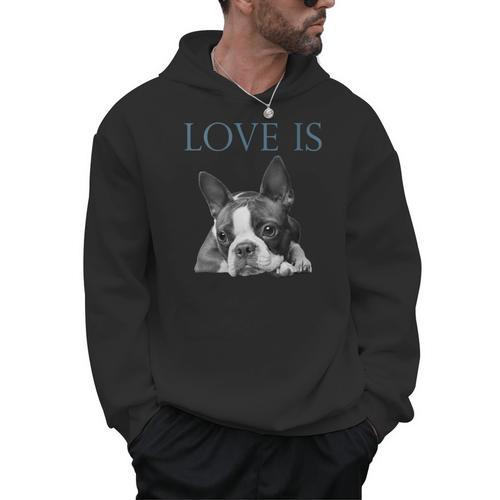 Love Is Boston Terrier Bostie Men Hoodie - Bostonterriersmerch.com