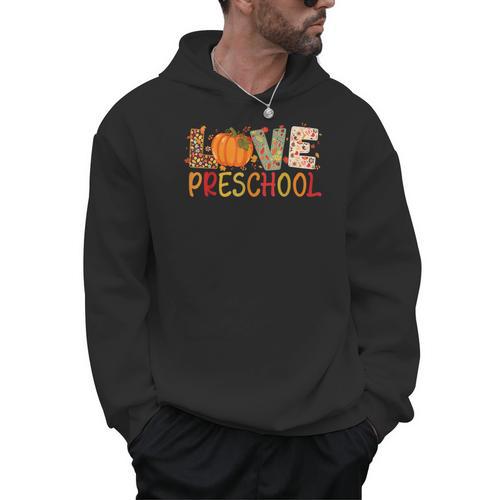 Love Preschool Happy Fall Thanksgiving Women Teacher Men Hoodie - teacherstshirts.com AU