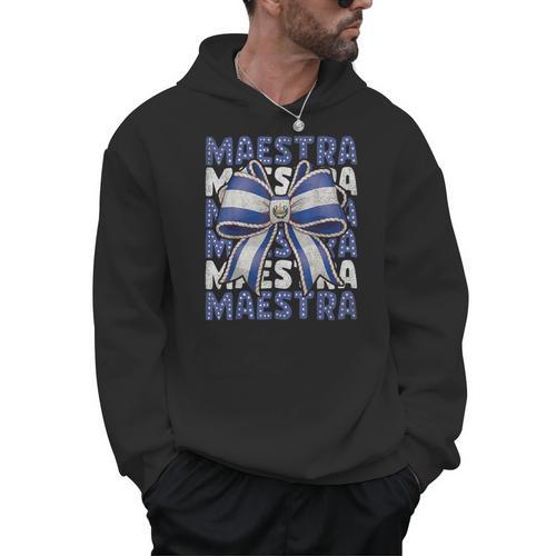 Maestra El Salvador Coquette Bow Hispanic Spanish Teacher Men Hoodie - teacherstshirts.com