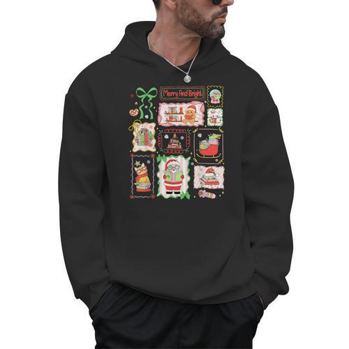 Merry And Bright Christmas Gingerbread Santa Book Teacher Men Hoodie - teacherstshirts.com DE