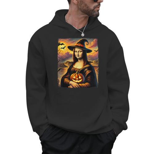 Mona Lisa Pumpkin Halloween Art Teacher Witchy Women Kids Men Hoodie - teacherstshirts.com CA