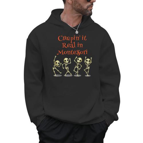 Montessori Creepin' It Real HALLOWEEN School Teacher Shirt Men Hoodie - teacherstshirts.com CA