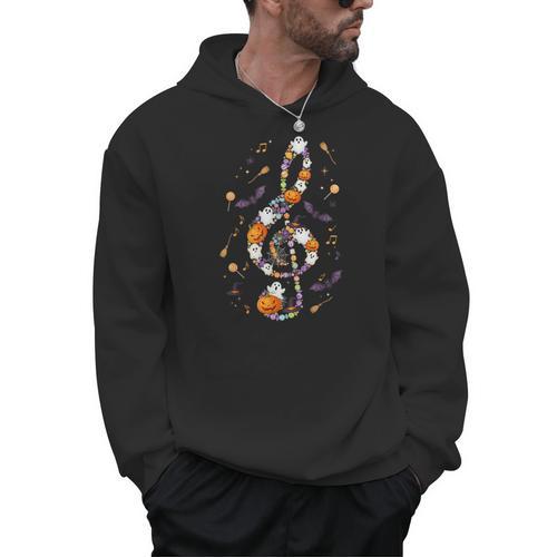 Music Note Symbol Halloween For Music Teacher Musicians Men Hoodie - teacherstshirts.com AU