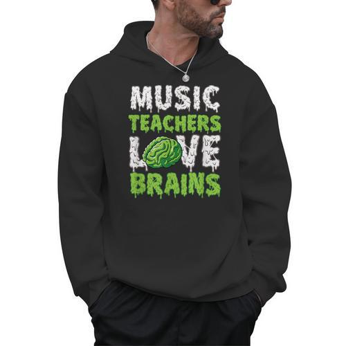 Music Teachers Love Brains Cute Teaching Halloween Men Hoodie - teacherstshirts.com