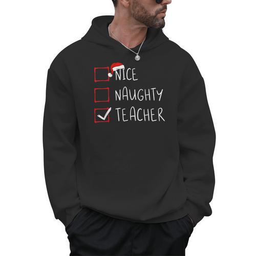 Nice Naughty Teacher Christmas List Instructor Santa Claus Men Women Men Hoodie - teacherstshirts.com