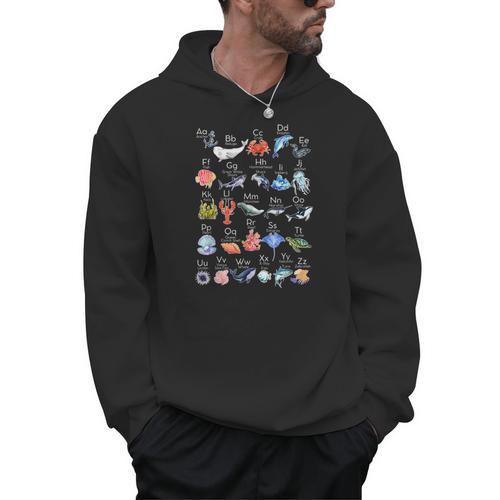 Ocean Animals Alphabet Cute Sea Life ABC Marine Kids Teacher Men Hoodie - teacherstshirts.com CA
