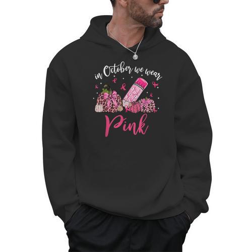 In October We Wear Pink Apple Teacher Daisy Breast Cancer Men Hoodie - teacherstshirts.com UK