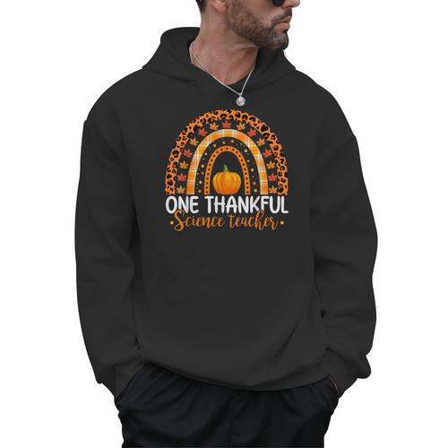 One Thankful Science Teacher Rainbow Boho Fall Thanksgiving Men Hoodie - teacherstshirts.com UK