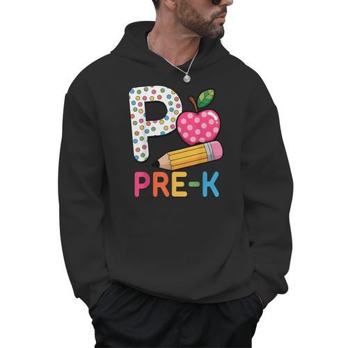 P Is For Pre K Teacher Student Pencil Apple Back To School Men Hoodie - teacherstshirts.com