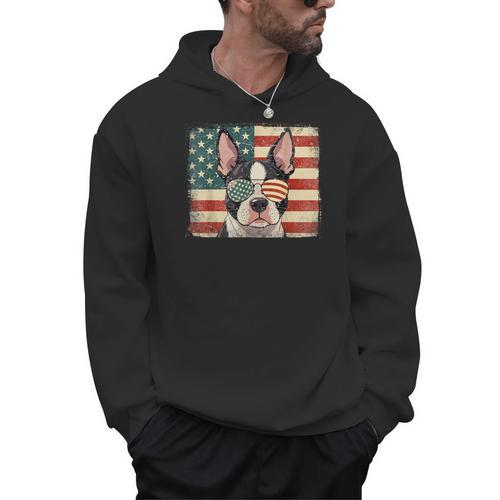 Patriotic Boston Terrier Dog Lover USA Flag 4th Of July For Men Women Kids Men Hoodie - Bostonterriersmerch.com
