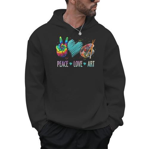 Peace Love Art Painting Palette Art Teacher Men Hoodie - teacherstshirts.com CA