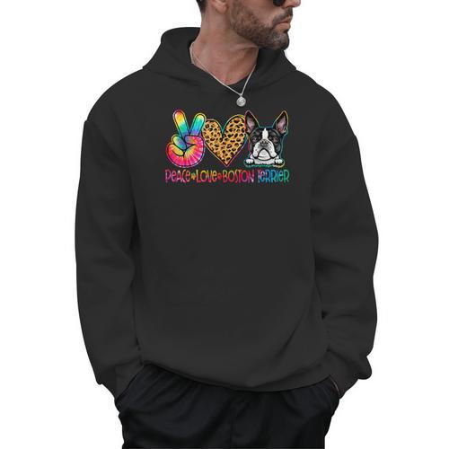 Peace Love Boston Terrier Tie Dye Dog Lover For Men Women Girls Kids Men Hoodie - Bostonterriersmerch.com CA