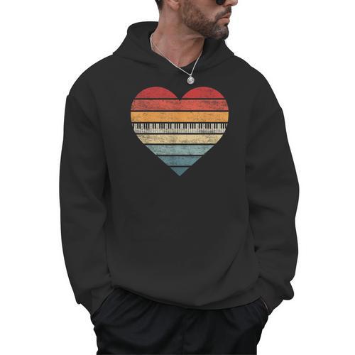 Pianist Retro Sunset Piano Keyboard Player Teacher Men Hoodie - teacherstshirts.com CA