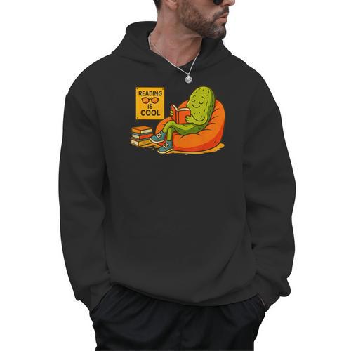 Pickle Reading Books Bookworm Teacher Librarian Kids Retro Men Hoodie - teacherstshirts.com AU