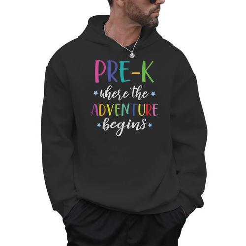 Pre-K Teacher Adventure Begins First Day Preschool Teachers Men Hoodie - teacherstshirts.com DE