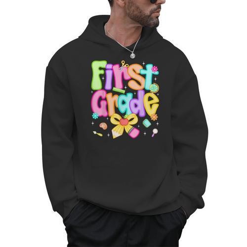 Preppy First Grade Back To School 1st Grade Teacher Girl Kid Men Hoodie - teacherstshirts.com AU