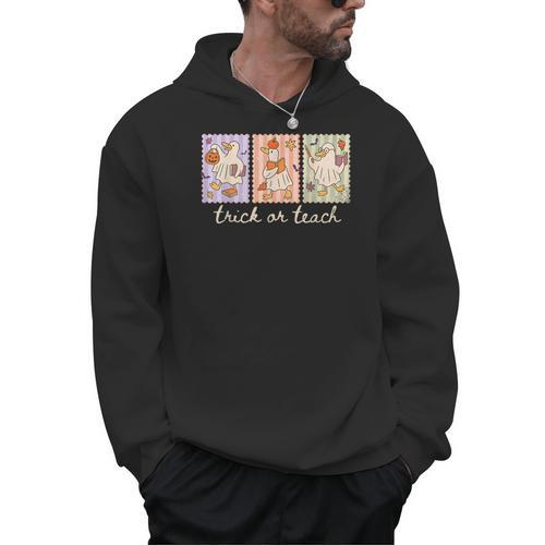 Preppy Goose Teacher Trick Or Teach Halloween Teacher Goose Men Hoodie - teacherstshirts.com AU