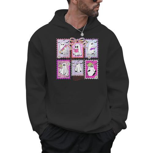Preppy Spooky Teacher Halloween Ghost Coquette Bow Autumn Men Hoodie - teacherstshirts.com