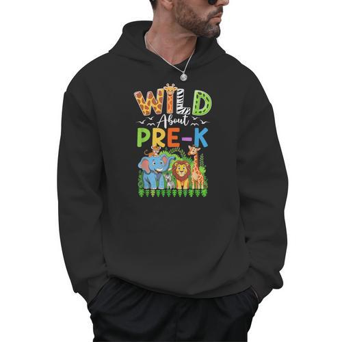 Preschool Teacher Kids Back To School Wild About Pre-K Men Hoodie - teacherstshirts.com DE