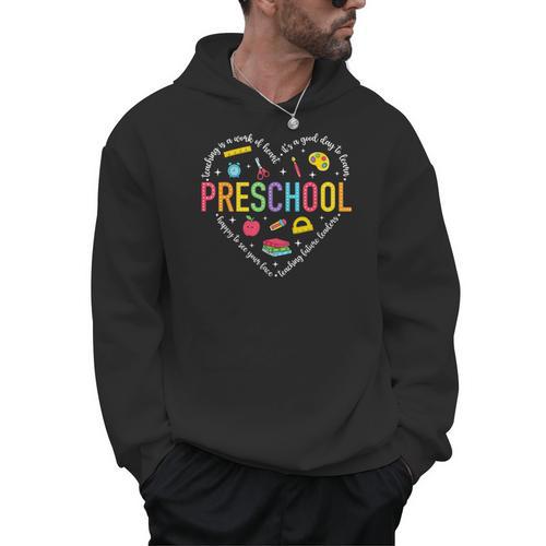 Preschool Teacher Pre-K Heart First Day Of Preschool Kids Men Hoodie - teacherstshirts.com CA
