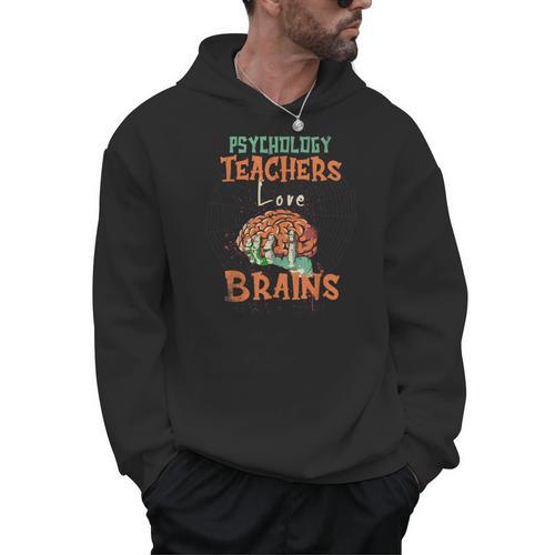 Psychology Teachers Love Brains Halloween For Psychologists Men Women Men Hoodie - teacherstshirts.com UK