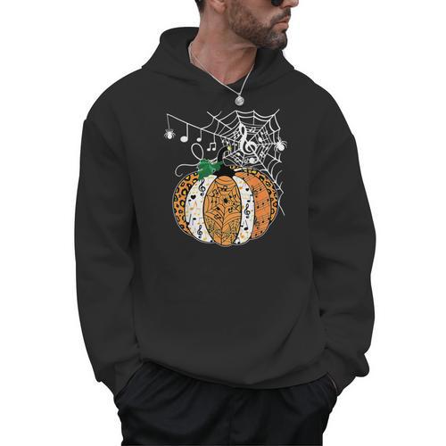 Pumpkin Music Teacher Halloween Fall Music Notes Autumn Men Hoodie - teacherstshirts.com AU