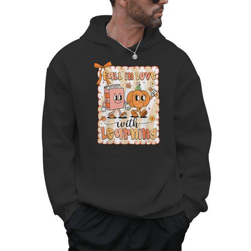 Pumpkin Teacher Preppy Fall In Love With Learning Autumn Men Hoodie - teacherstshirts.com UK