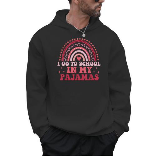 Rainbow Homeschool Mom Teacher I Go To School In My Pajamas Men Hoodie - teacherstshirts.com DE