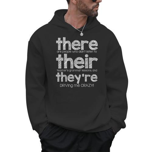 There Their They'Re English Grammar Teacher Humor Men Hoodie - teacherstshirts.com DE
