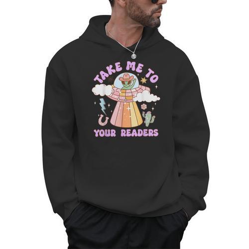 Take Me To Your Readers Alien Teacher Halloween Literacy Men Hoodie - teacherstshirts.com AU