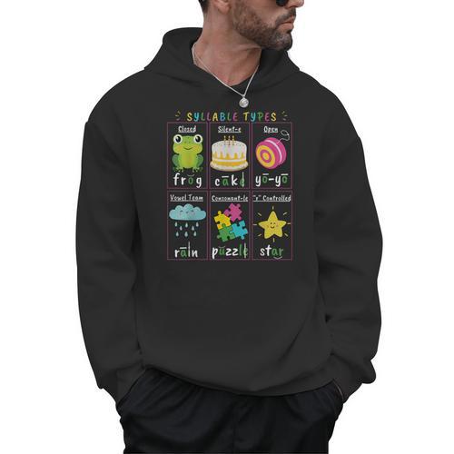 Reading Teacher Syllable Types Phonics Phonemic Awareness Men Hoodie - teacherstshirts.com AU