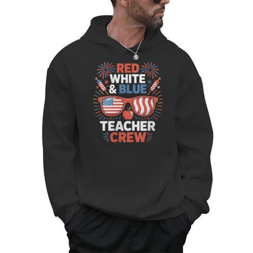 Red & Blue Teacher Crew Shirt 4th Of July Sunglasses Men Hoodie - teacherstshirts.com