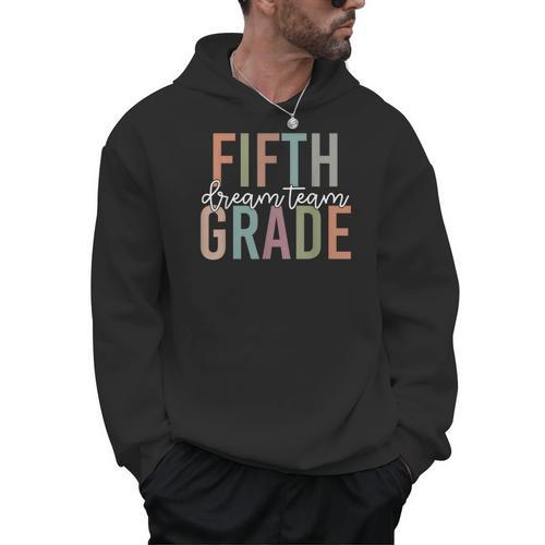 Retro Fifth Grade Dream Team Groovy Teacher Back To School Men Women Girls Kids Men Hoodie - teacherstshirts.com UK
