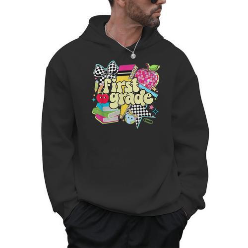 Retro First Grade Teacher Disco Ball Coquette Back To School Men Hoodie - teacherstshirts.com