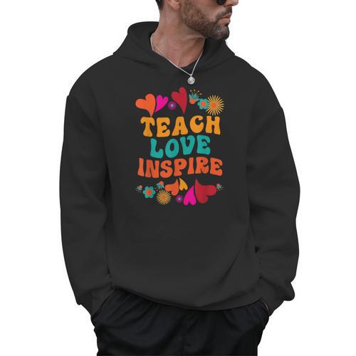 Retro Teach Love Inspire Back To School Teachers Men Hoodie - teacherstshirts.com UK